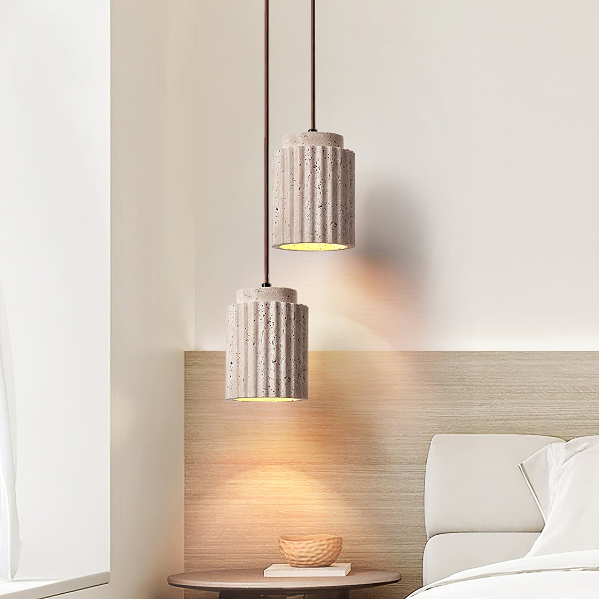 Caelia Travertine Pendant Light – Sculptural Stone Illumination