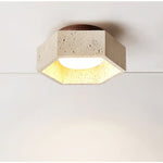 Hexa Core Travertine Ceiling Light – Modern Flush Mount for Living Spaces