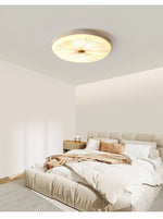 Heliora Travertine LED Flush Mount Ceiling Light, Modern Sunburst Design