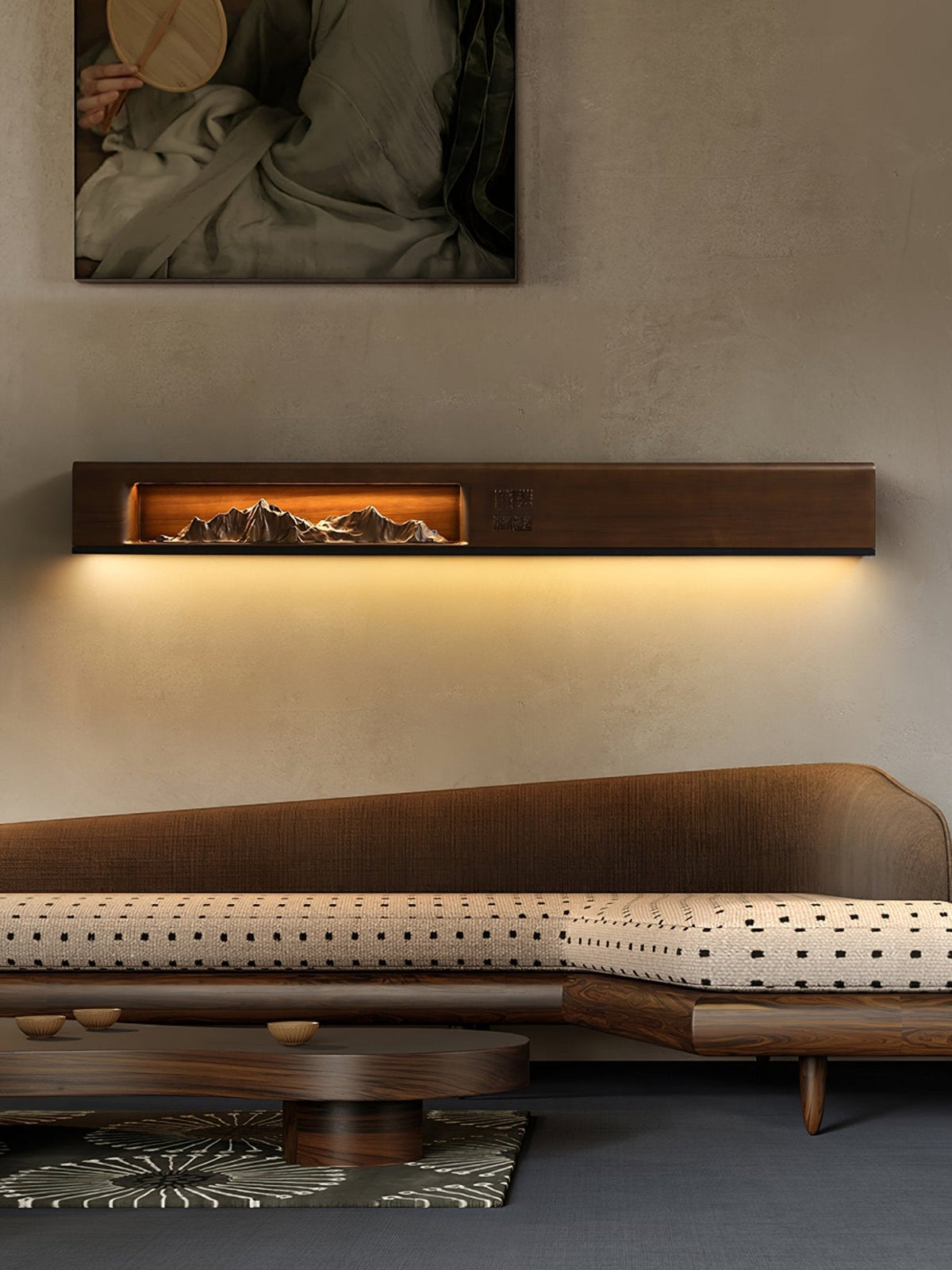 Mountain Reverie Wall Sconce — Handcrafted Wood LED Wall Light