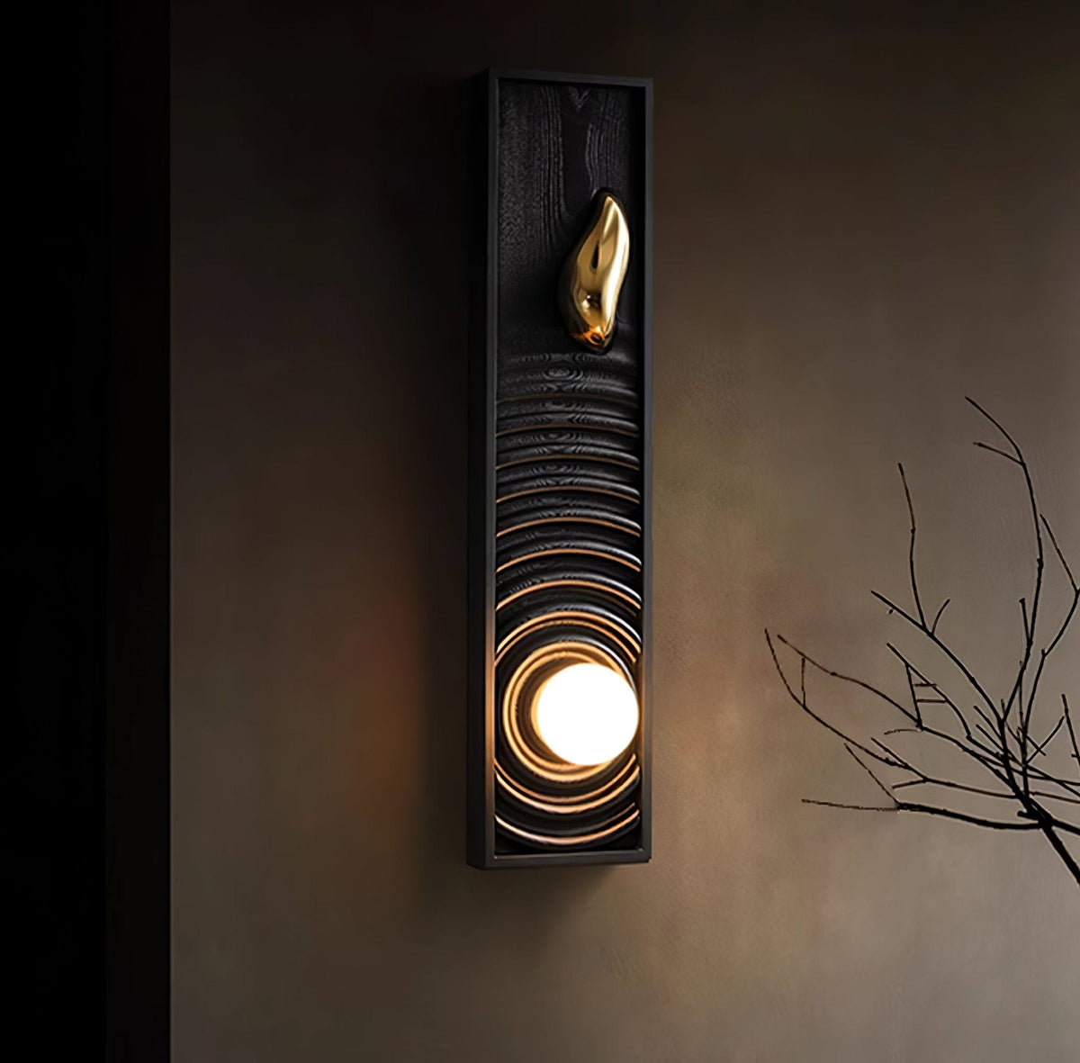 Solano Ripple Wall Sconce – Modern Wood & Brass LED Wall Light