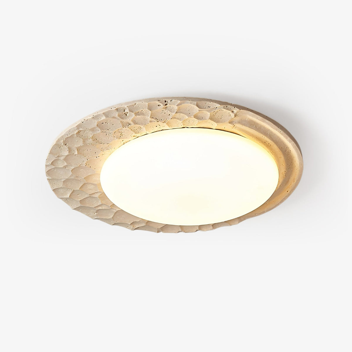 Venus Textured Stone Ceiling Light in Yellow Travertine
