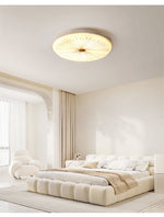 Heliora Travertine LED Flush Mount Ceiling Light, Modern Sunburst Design
