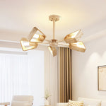 Elementa Travertine Chandelier — Modern Wood & Stone Pendant Light