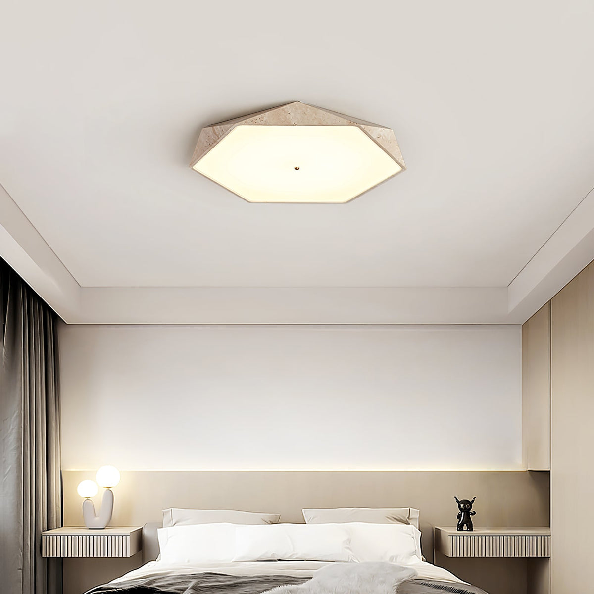 Lunarc Stone Flush Mount Ceiling Light in Yellow Travertine