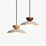 Liora Pendant Light in Travertine and Wood – Modern Designer Ceiling Lamp