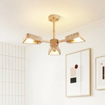 Elementa Travertine Chandelier — Modern Wood & Stone Pendant Light
