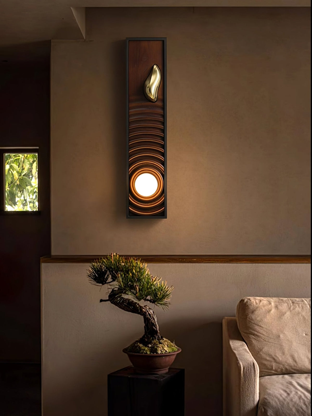 Solano Ripple Wall Sconce – Modern Wood & Brass LED Wall Light
