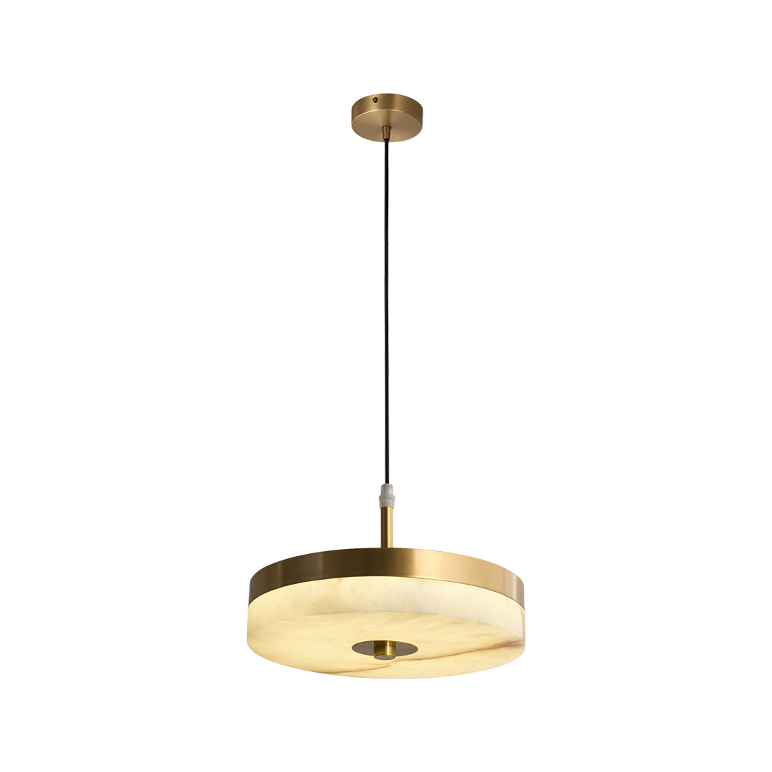 Marble Disc Pendant Light – Modern Luxury Ceiling Lamp with Brass Accents