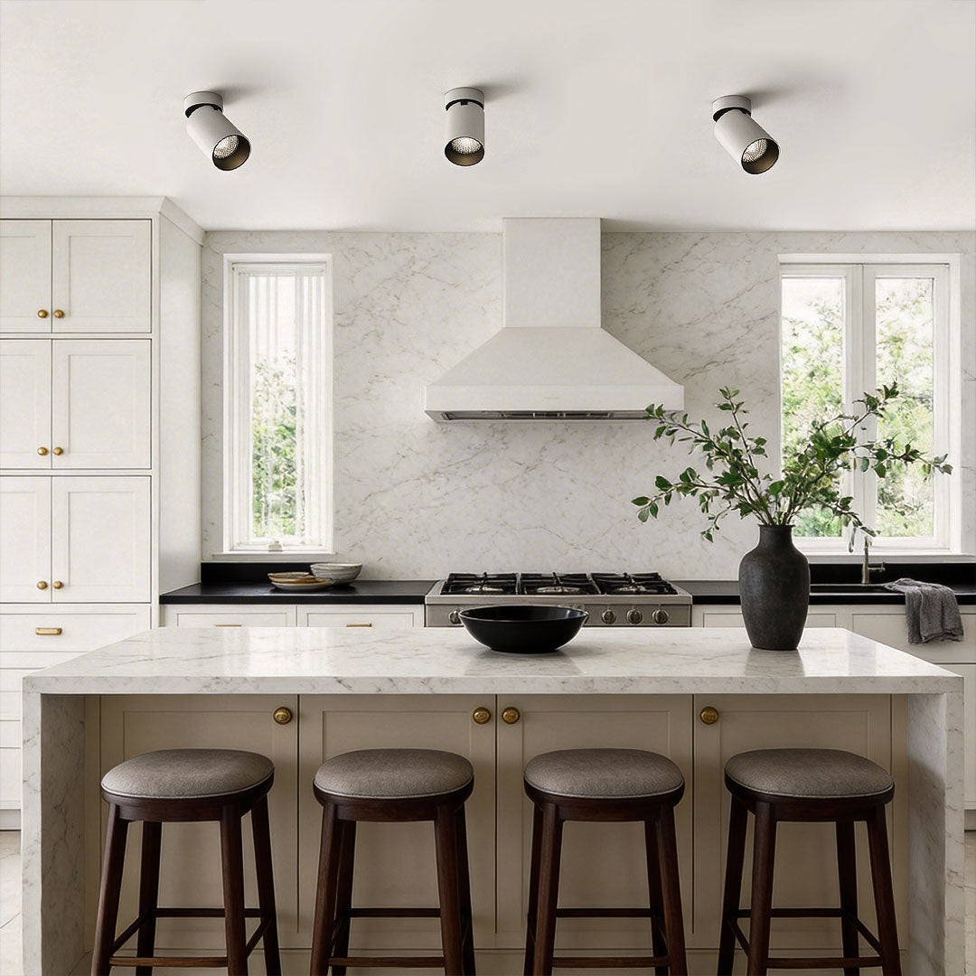 Modern White LED Spotlights, Adjustable 360° Ceiling Lights, Pair