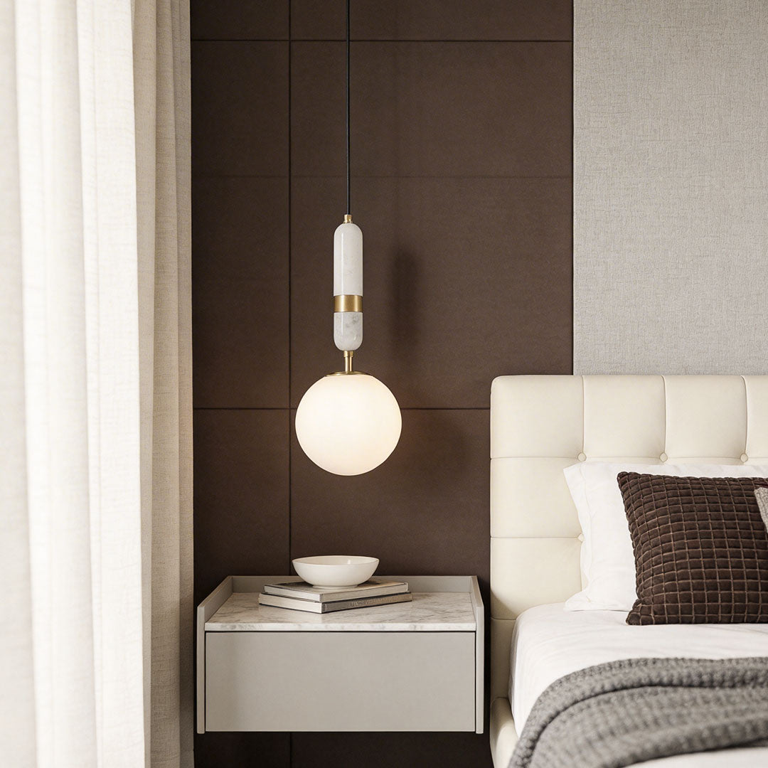 Lumière Globe Pendant Light in Brass and Marble