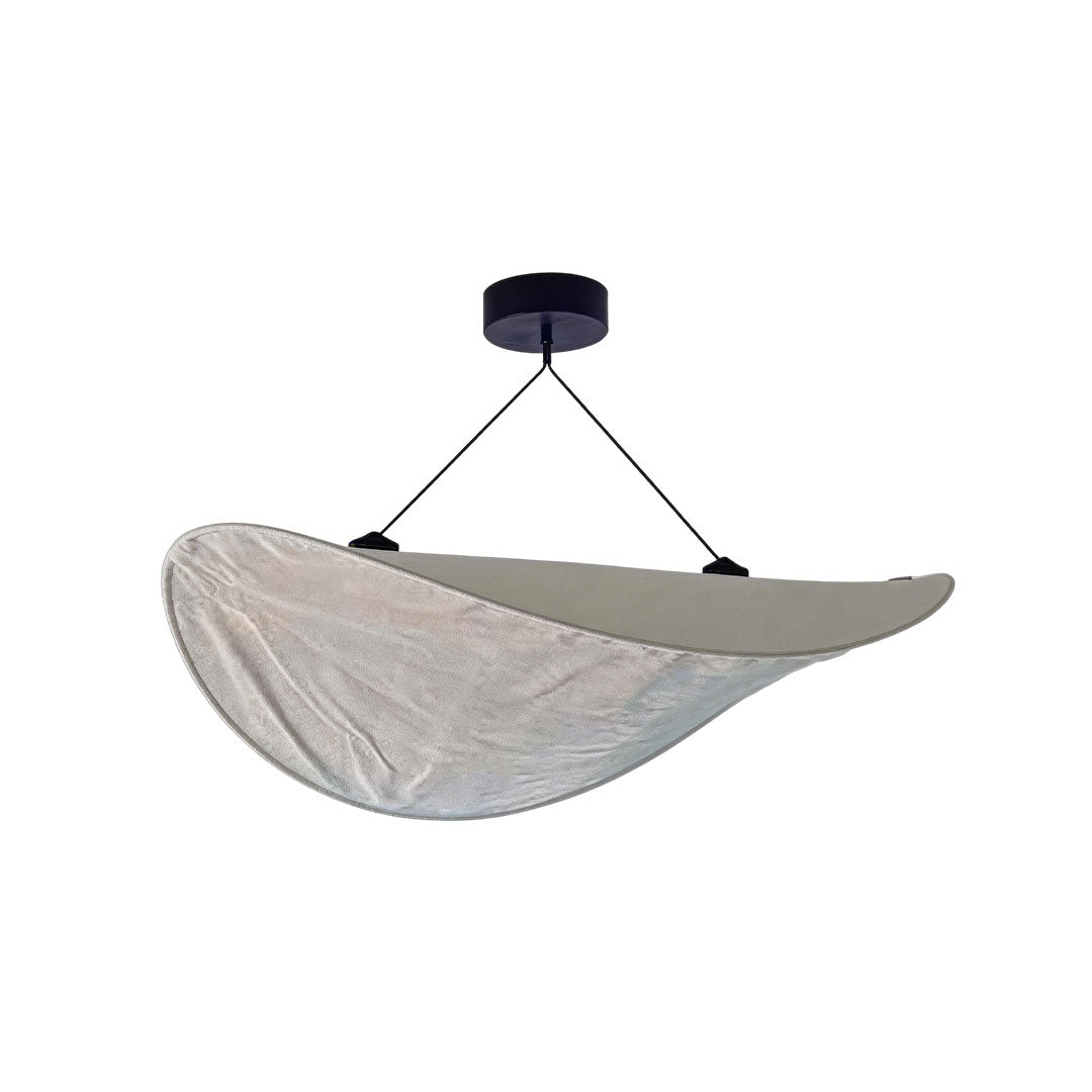 Modern Chip-Shaped LED Chandelier with Silk Shade, Oversized Ceiling Light