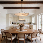 Modern Chip-Shaped LED Chandelier with Silk Shade, Oversized Ceiling Light