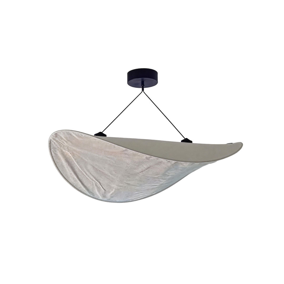Modern Chip-Shaped LED Chandelier with Silk Shade, Oversized Ceiling Light