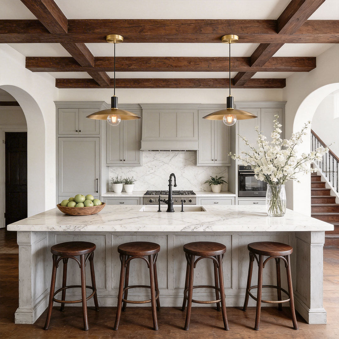 Vintage Brass Glass Pendant Light with Adjustable Cord for Modern Interiors
