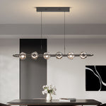 Modern Rise and Fall Pendant Light with Ribbed Glass Shade