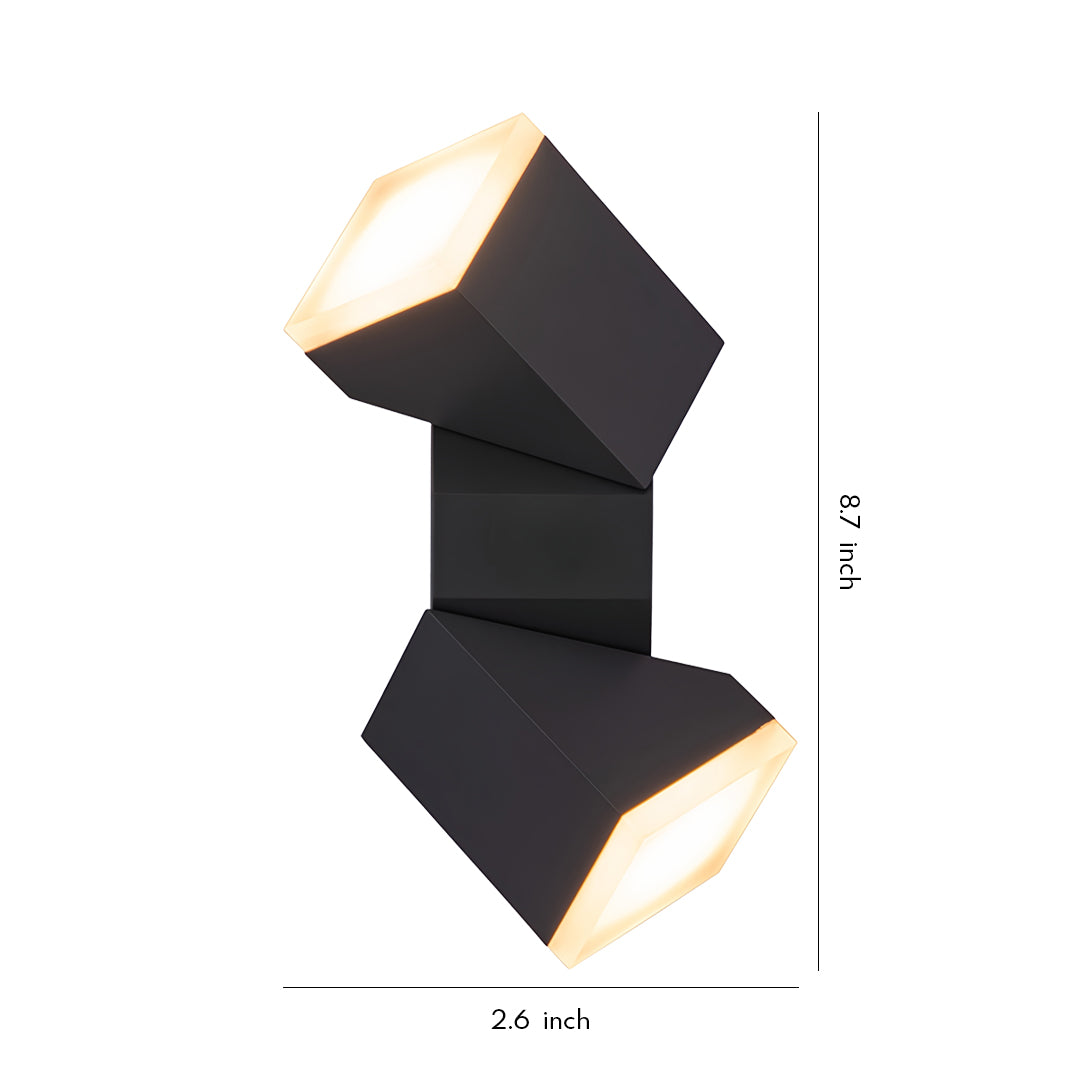 Modern Outdoor Wall Sconce with Motion Sensor, Black Aluminum LED Courtyard Light