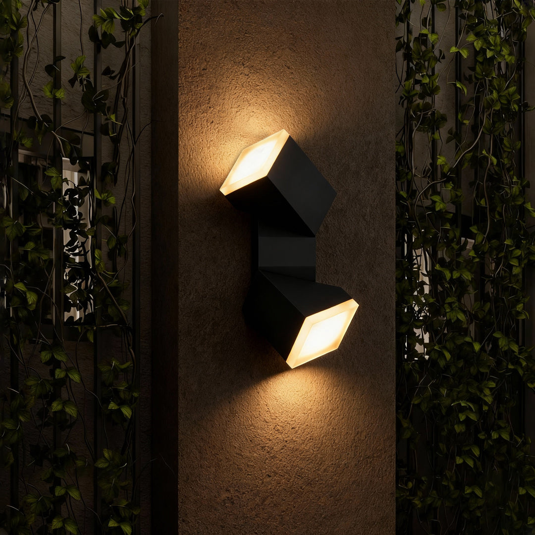 Modern Outdoor Wall Sconce with Motion Sensor, Black Aluminum LED Courtyard Light
