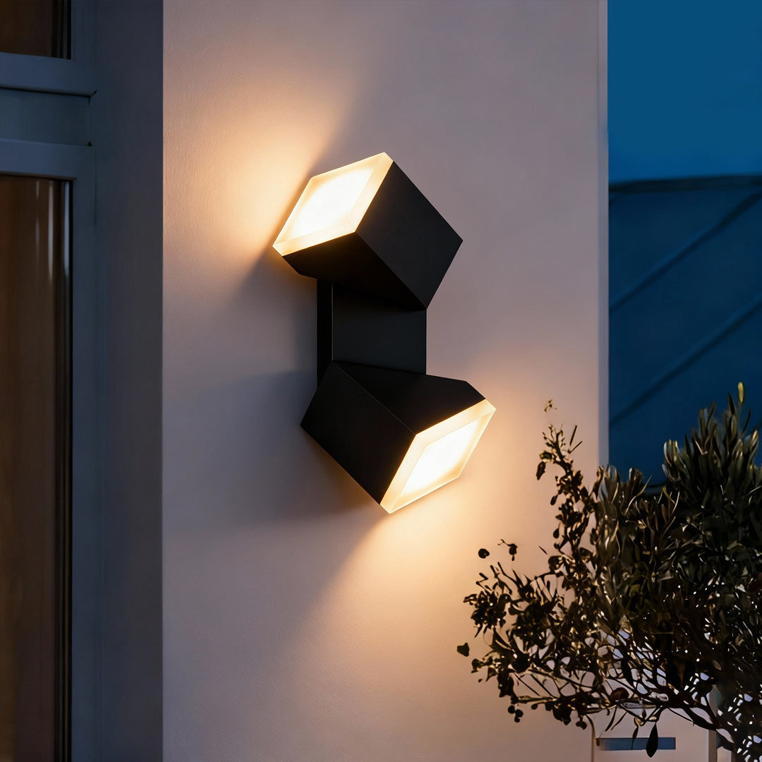 Modern Outdoor Wall Sconce with Motion Sensor, Black Aluminum LED Courtyard Light