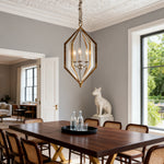 Rustic Brown Open Frame Pendant Light with Adjustable Chain