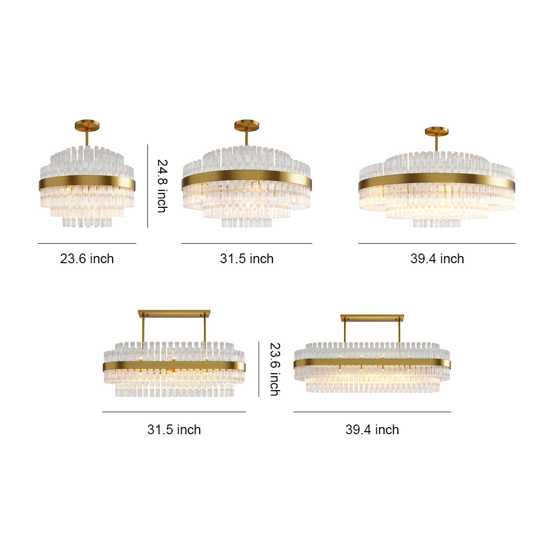 Full Copper Modern Chandelier with Clear Glass Shade for Dining Room and Living Room