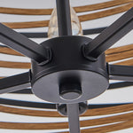 Walnut Accent Black Iron Drum Pendant Light, Adjustable Cylinder Ceiling Lamp