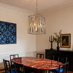 Aged Brass Open Frame Pendant Light with Clear Glass Shade