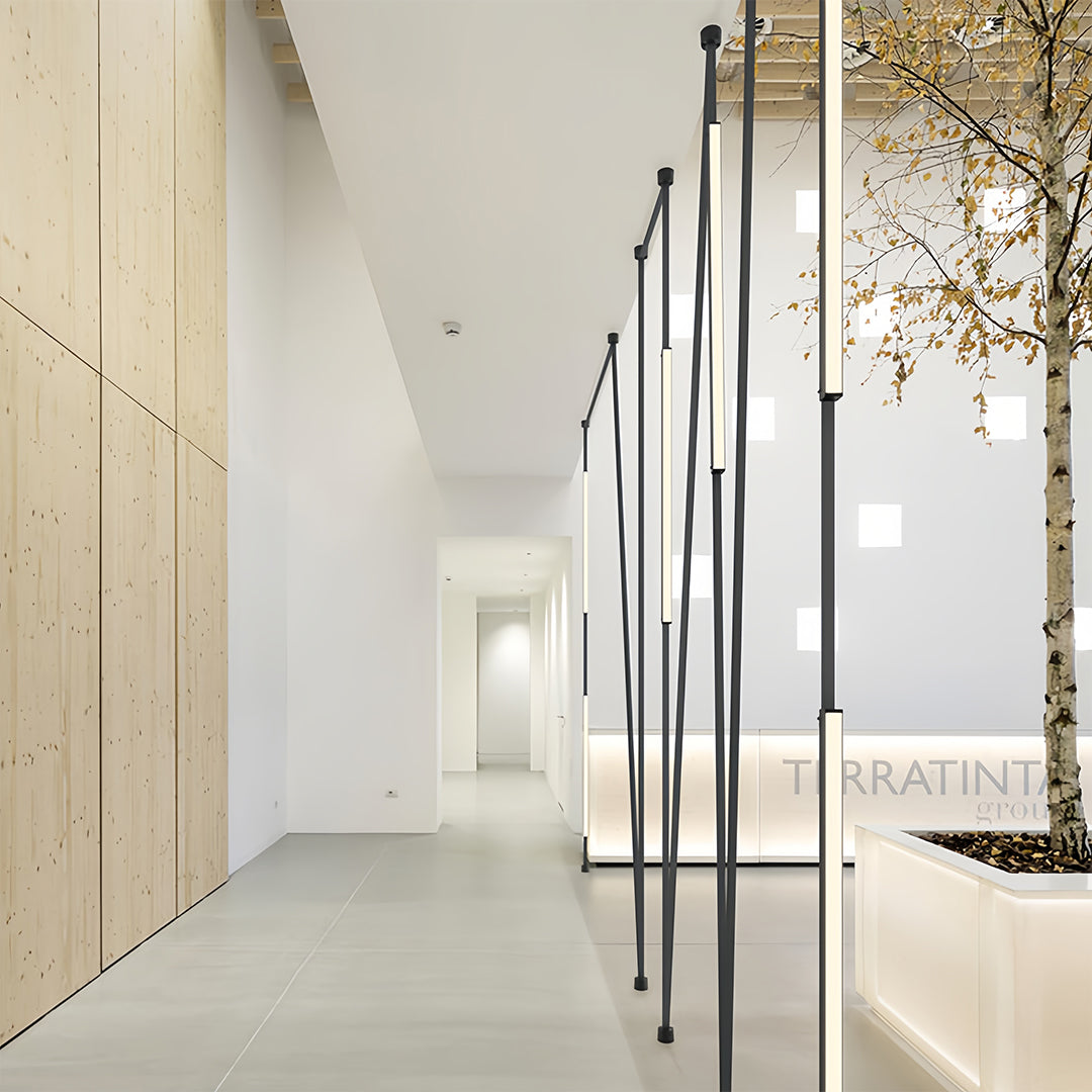 Nordic Minimalist Linear Pendant Light with Adjustable Height