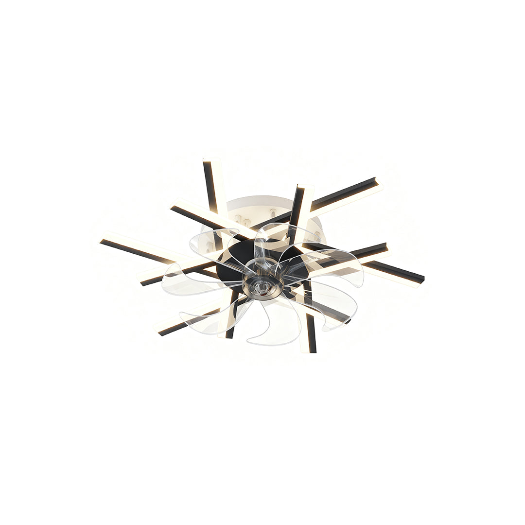 Aurelia Iron Ceiling Fan with Dimmable LED Light – Modern Flush Mount