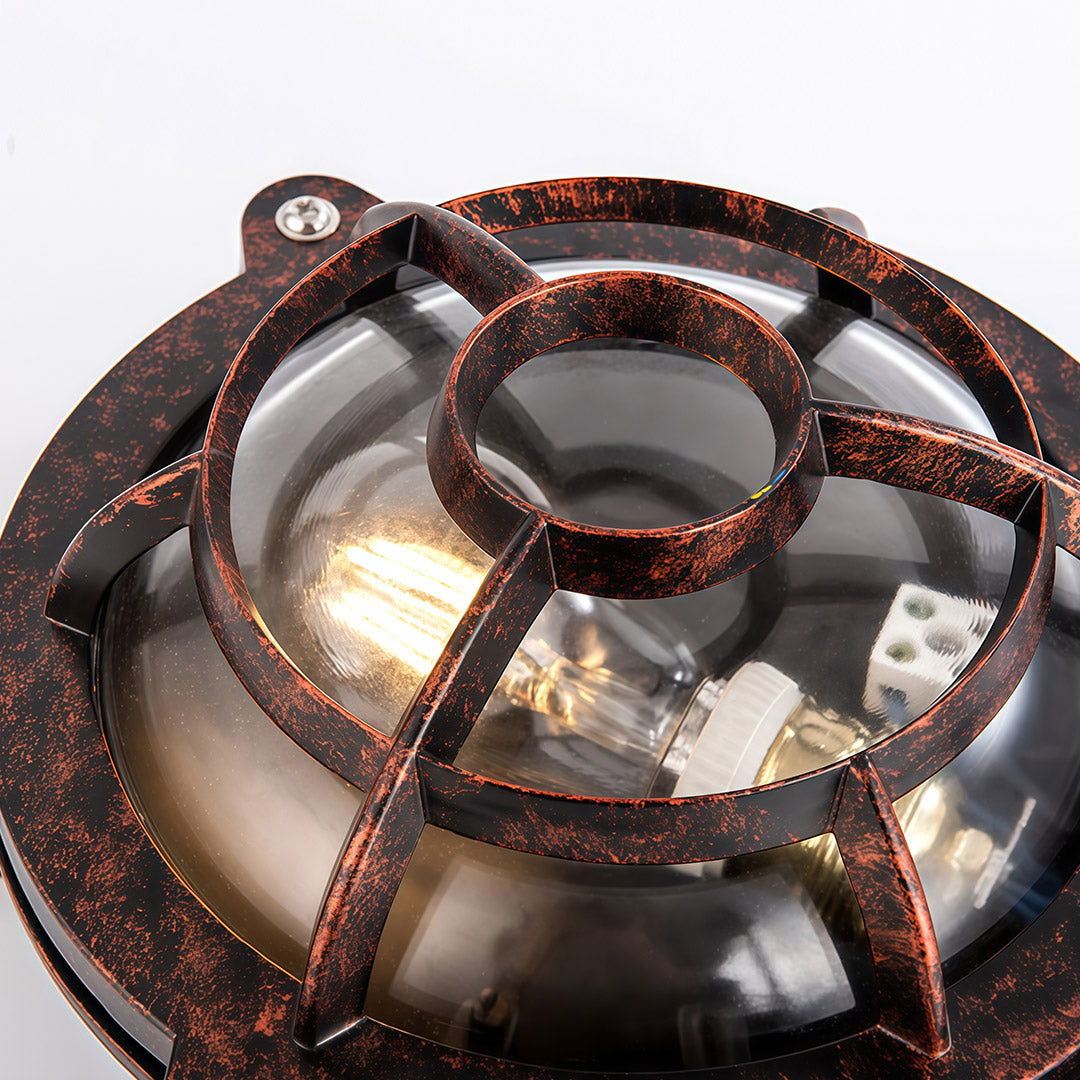 American Retro Industrial Wall Sconce with Clear Glass Shade for Indoor Spaces
