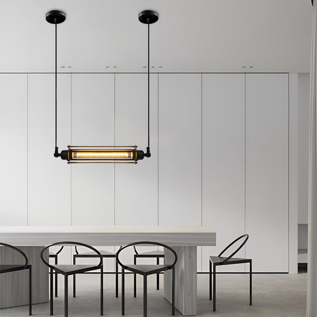 Industrial Linear LED Pendant Light in Matte Black for Modern Interiors