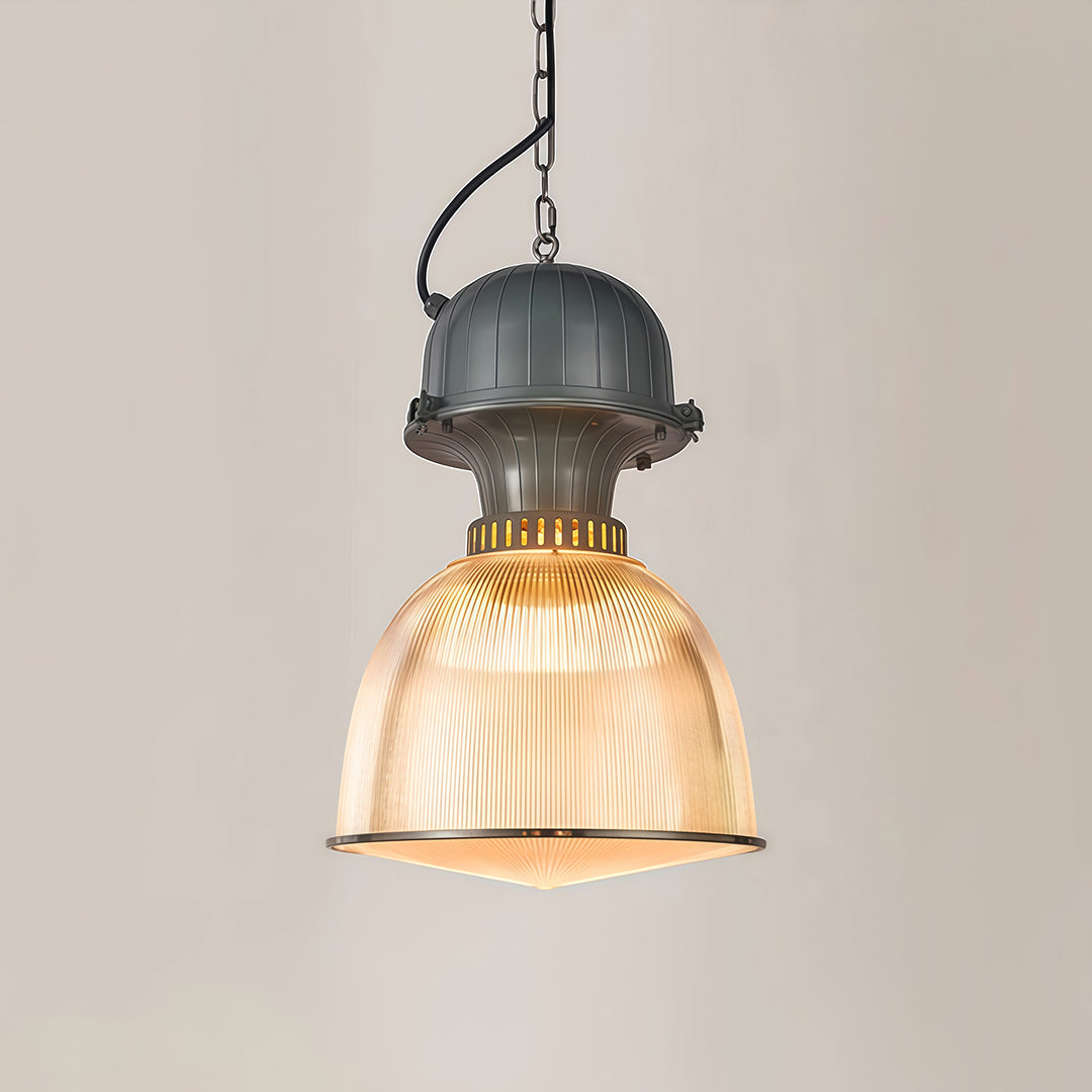 Aurelia Industrial Pendant Light in Gray Aluminum with Clear Shade