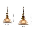 Nordic Textured Glass Pendant Light with Brass Accents, Adjustable Chain