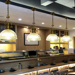 Nordic Textured Glass Pendant Light with Brass Accents, Adjustable Chain