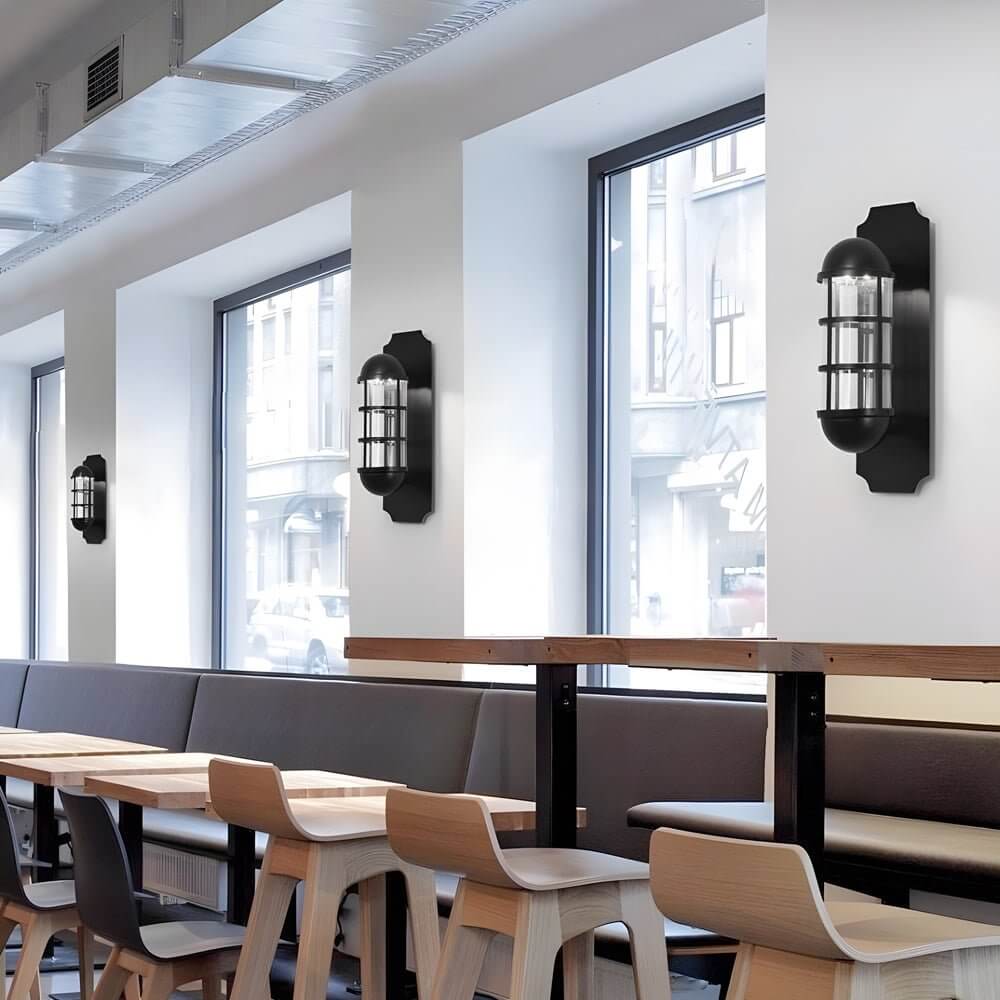 Retro Telephone Booth Iron and Glass LED Wall Sconce for Hallways and Bedrooms