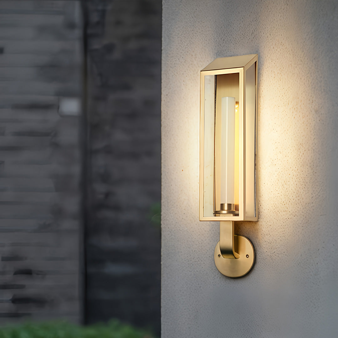 Geometric Outdoor Wall Sconce in Black or Gold, IP65 Waterproof LED
