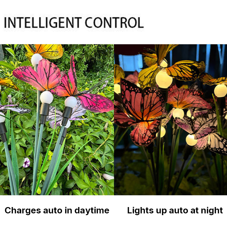 Lumière Butterfly Solar Garden Stake Lights, Set of Six, Warm White