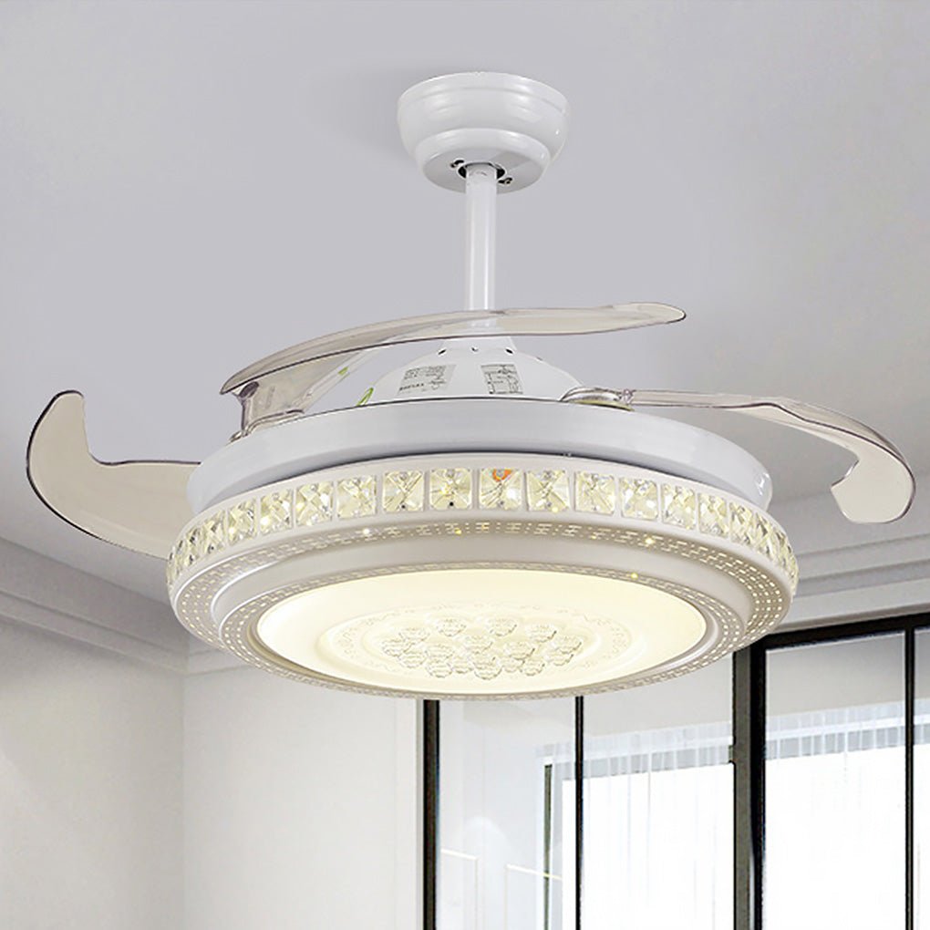 AuraSilent LED Ceiling Fan Chandelier with Remote Control and Reversible Airflow