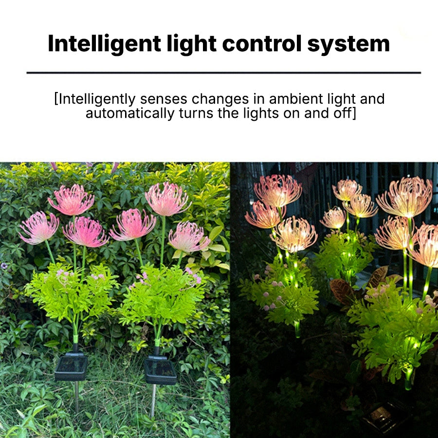 Solar Red Spider Lily Garden Lights | Waterproof LED Landscape Lighting, Set of 4