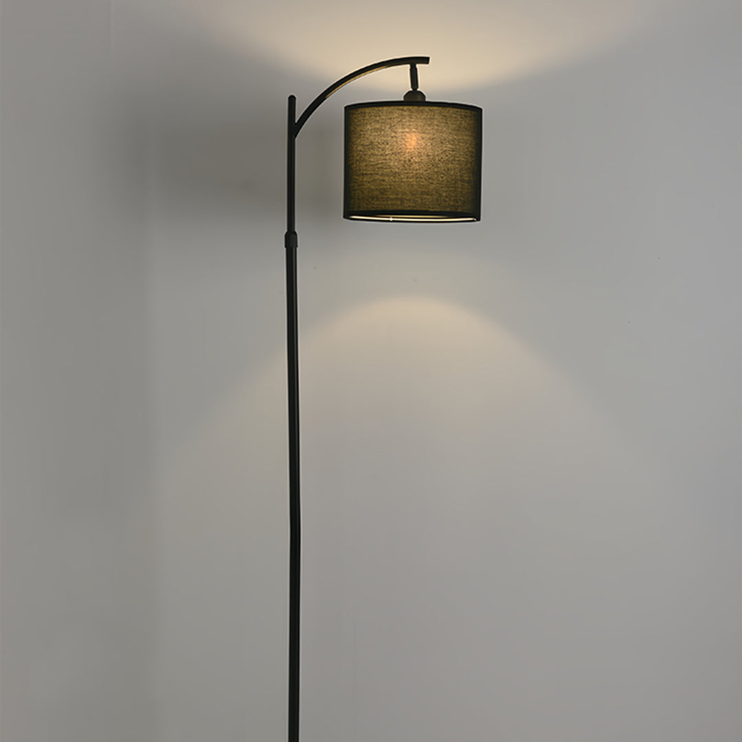 Arc Floor Lamp with Fabric Shade and Marble Base – Modern Minimalist Lighting for Living Room