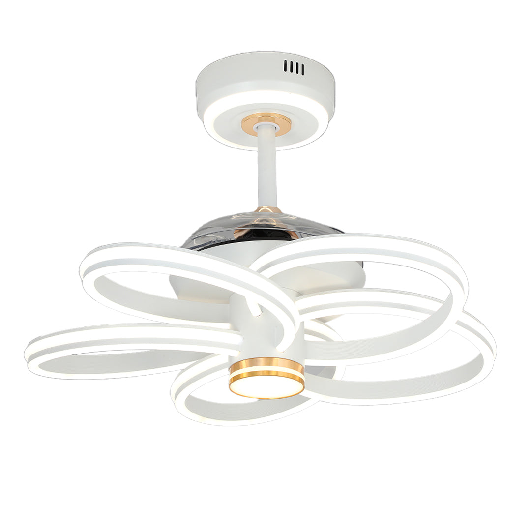 White Ceiling Fan with Integrated LED Light – Modern Nordic Design