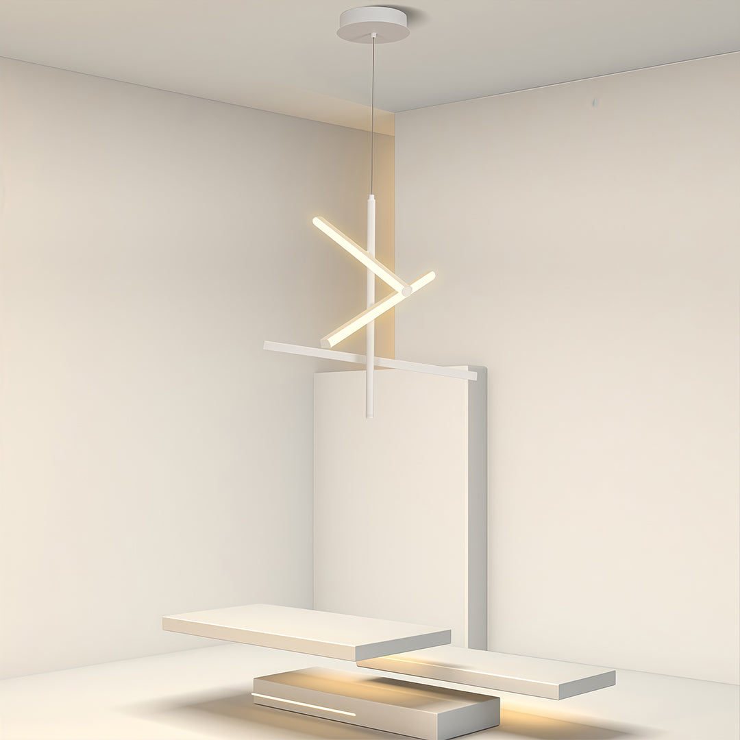 Linear LED Chandelier in Iron – Modern Nordic Pendant for Dining & Kitchen