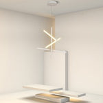 Linear LED Chandelier in Iron – Modern Nordic Pendant for Dining & Kitchen