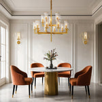 Modern Glass Island Chandelier with Copper Frame for Dining Room and Kitchen