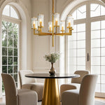 Modern Glass Island Chandelier with Copper Frame for Dining Room and Kitchen