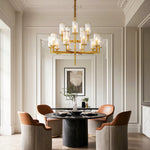 Modern Glass Island Chandelier with Copper Frame for Dining Room and Kitchen
