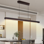 Linear Pendant Light with Walnut Wood Accents, Japanese Minimalist Island Lighting