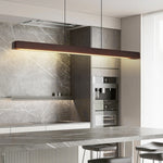 Linear Pendant Light with Walnut Wood Accents, Japanese Minimalist Island Lighting