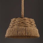 Artisan Hemp Rope Pendant Light with Iron Shade – Vintage Industrial Ceiling Lamp