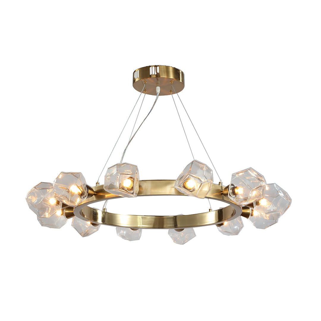 Aurelia Brass Ring Chandelier with Clear Glass Shades